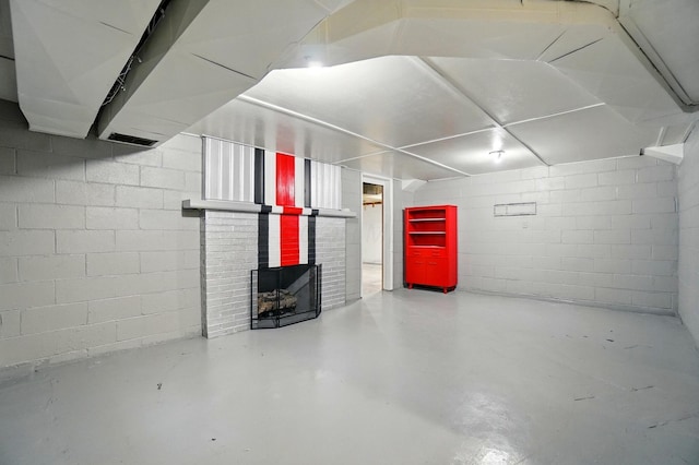 1244 N Broad St, Lancaster, OH 43130 - basement featuring concrete block wall and a fireplace