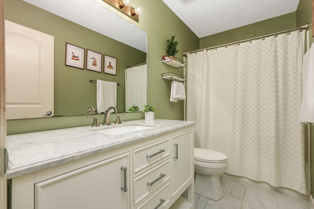 1790 Jupiter Ave, Hilliard, OH 43026 - bathroom with vanity, toilet, marble finish flooring, and a shower with shower curtain