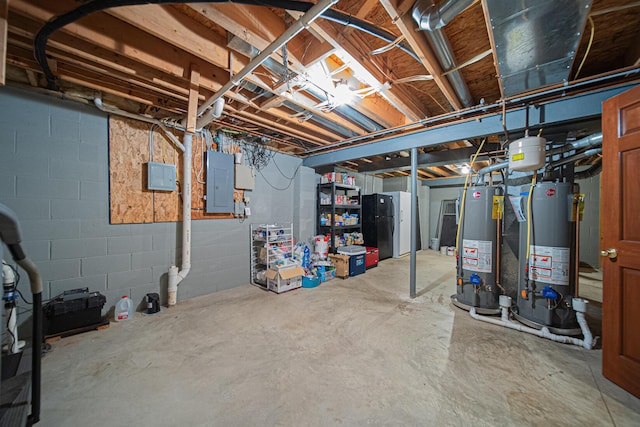 390 Engelwood Ct, Powell, OH 43065 - unfinished below grade area with water heater and electric panel