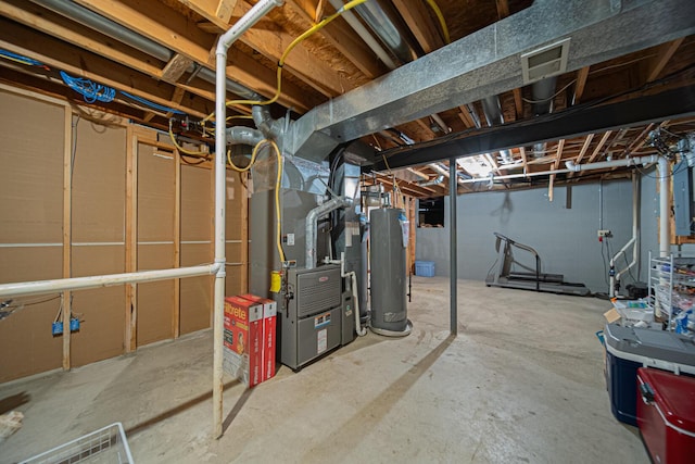390 Engelwood Ct, Powell, OH 43065 - unfinished below grade area with water heater and heating unit