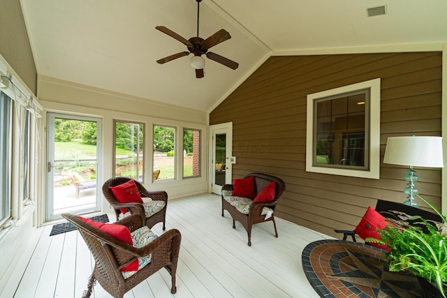 390 Engelwood Ct, Powell, OH 43065 - sunroom / solarium with vaulted ceiling and ceiling fan