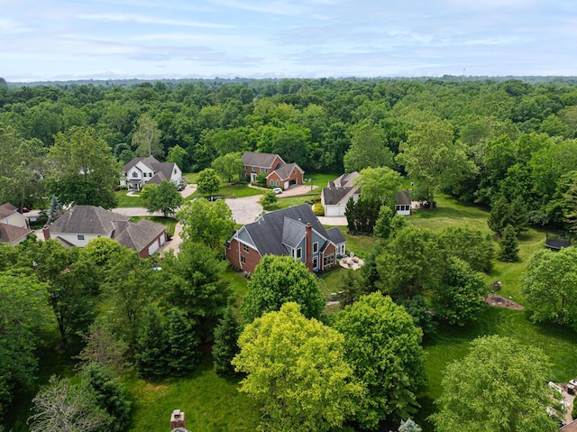 390 Engelwood Ct, Powell, OH 43065 - aerial perspective of suburban area featuring a heavily wooded area