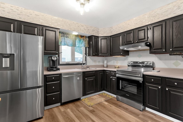 1200 Chanteloup Dr, Marion, OH 43302 - kitchen with stainless steel appliances, a sink, under cabinet range hood, and light countertops