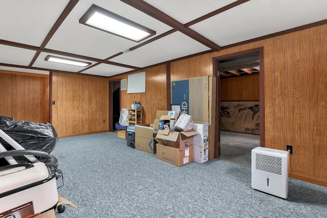 1200 Chanteloup Dr, Marion, OH 43302 - interior space featuring wood walls and carpet floors