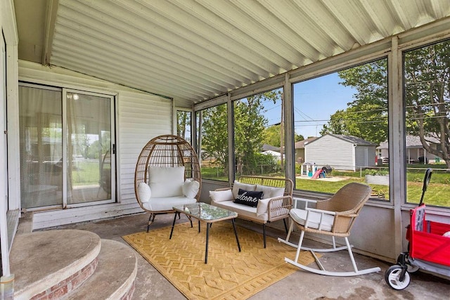 2690 Kingston Ave, Grove City, OH 43123 - sunroom / solarium featuring lofted ceiling and outdoor lounge area