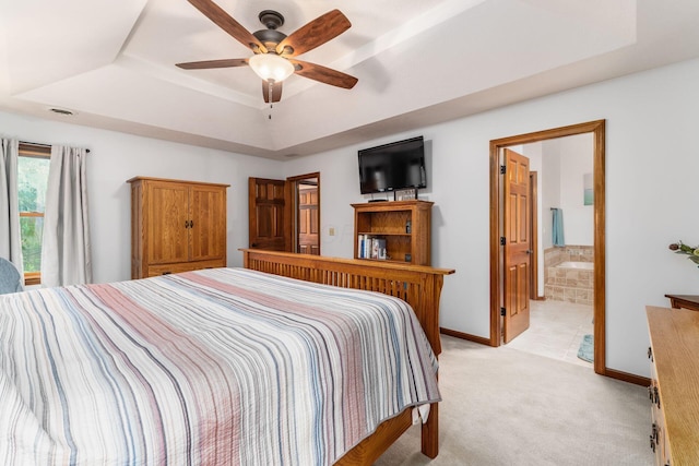 1861 Ginder Rd NW, Lancaster, OH 43130 - bedroom with a raised ceiling, light carpet, baseboards, and a ceiling fan