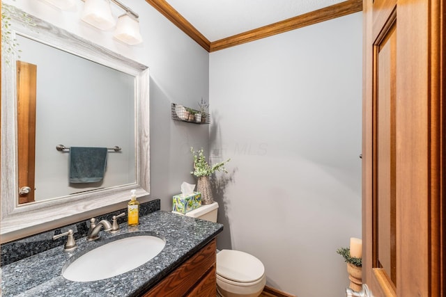 1861 Ginder Rd NW, Lancaster, OH 43130 - half bath featuring ornamental molding, toilet, and vanity