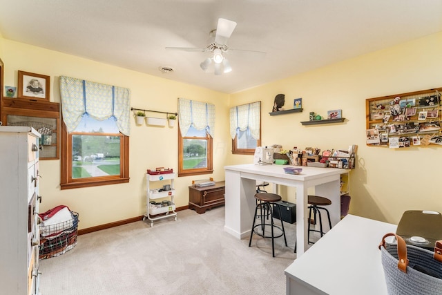 1861 Ginder Rd NW, Lancaster, OH 43130 - office with a ceiling fan, light colored carpet, and baseboards
