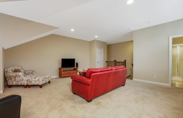 2079 Tournament Way, Grove City, OH 43123 - living area with light carpet, baseboards, recessed lighting, and vaulted ceiling