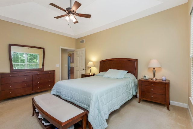 2079 Tournament Way, Grove City, OH 43123 - bedroom featuring light colored carpet, baseboards, and a ceiling fan