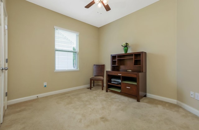 2079 Tournament Way, Grove City, OH 43123 - sitting room with a ceiling fan, baseboards, and light carpet