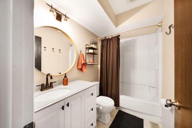 7914 Verandah Ct Unit 61, Powell, OH 43065 - full bath with toilet, vanity, shower / bathtub combination with curtain, and tile patterned flooring