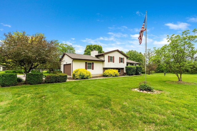 5081 Carters Corner Rd, Sunbury, OH 43074 - split level home featuring an attached garage, a chimney, and a front yard