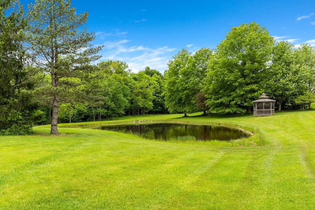 5081 Carters Corner Rd, Sunbury, OH 43074 - view of green lawn featuring a gazebo and a water view