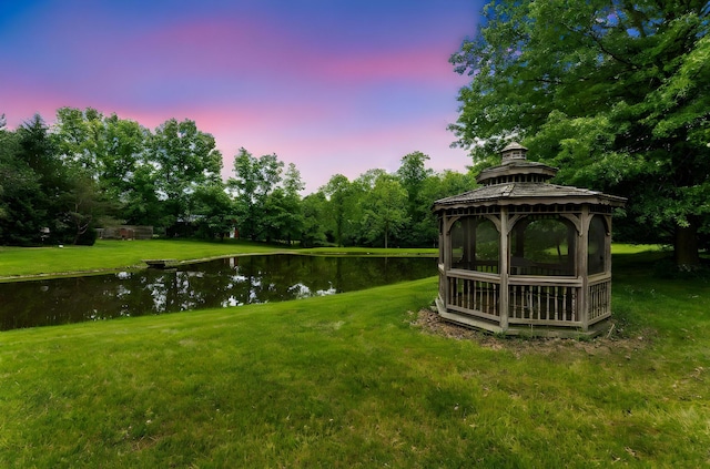 5081 Carters Corner Rd, Sunbury, OH 43074 - view of green lawn with a gazebo and a water view