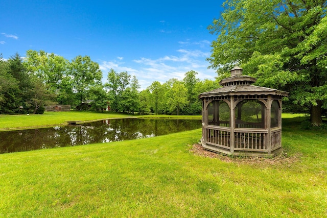 5081 Carters Corner Rd, Sunbury, OH 43074 - view of grassy yard with a gazebo and a water view