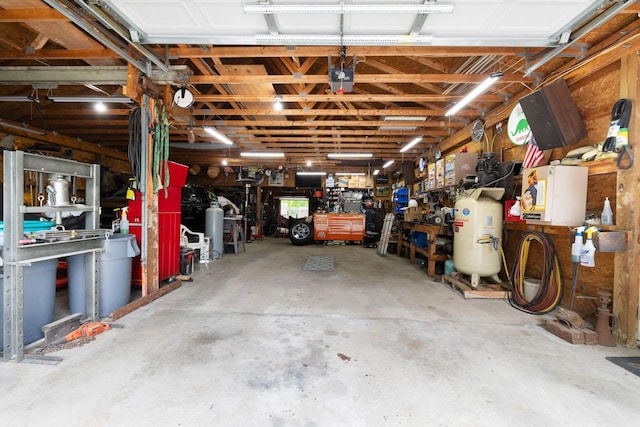 5081 Carters Corner Rd, Sunbury, OH 43074 - garage with a workshop area and a garage door opener