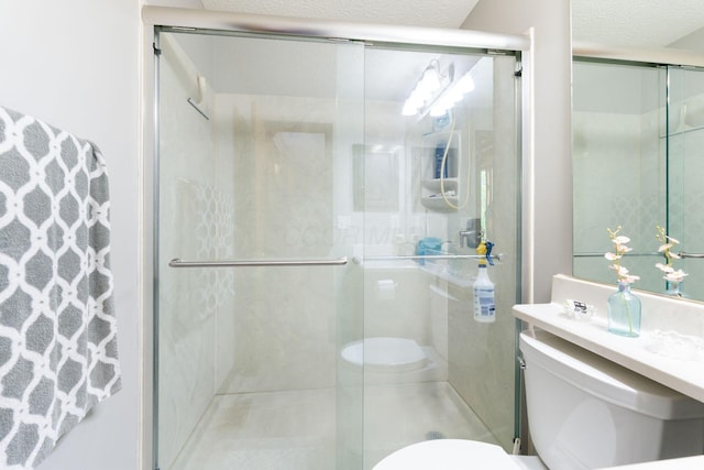 5081 Carters Corner Rd, Sunbury, OH 43074 - full bathroom with toilet, a stall shower, and a textured ceiling