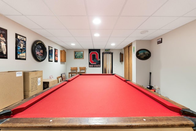 5081 Carters Corner Rd, Sunbury, OH 43074 - rec room with billiards table, a drop ceiling, and recessed lighting