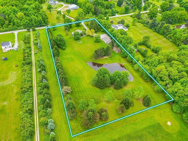 5081 Carters Corner Rd, Sunbury, OH 43074 - aerial overview of property's location with property parcel outlined and a nearby body of water