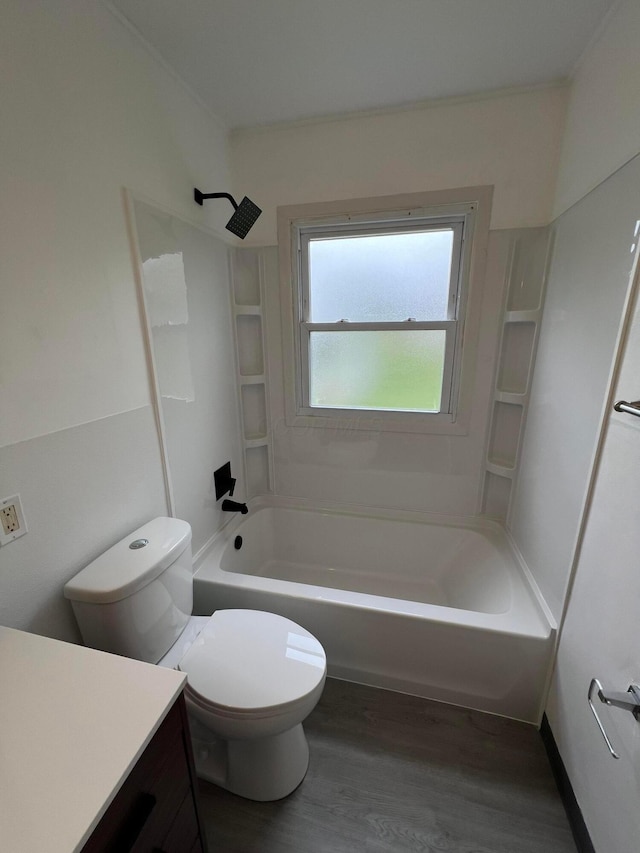 101 N James Rd, Columbus, OH 43213 - bathroom featuring vanity, wood finished floors,  shower combination, and toilet