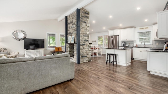 2145 Welsh Hills Rd NE, Granville, OH 43023 - living room with dark wood-style floors, healthy amount of natural light, and recessed lighting