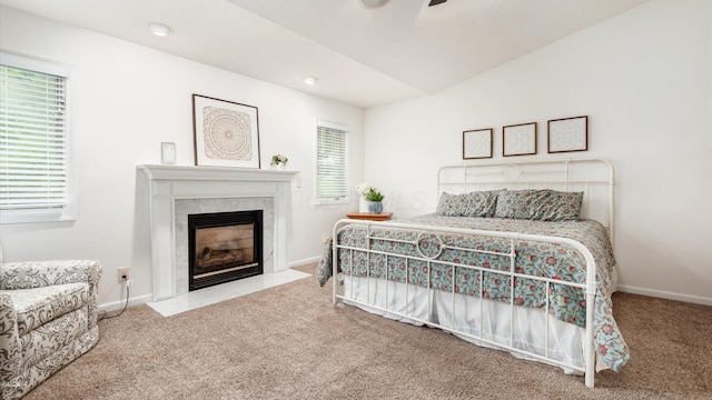 2145 Welsh Hills Rd NE, Granville, OH 43023 - bedroom featuring carpet flooring, a high end fireplace, baseboards, and ceiling fan