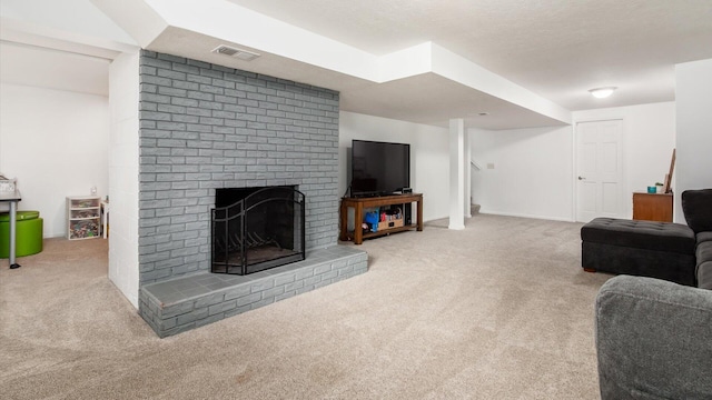 2145 Welsh Hills Rd NE, Granville, OH 43023 - living area featuring carpet and a fireplace