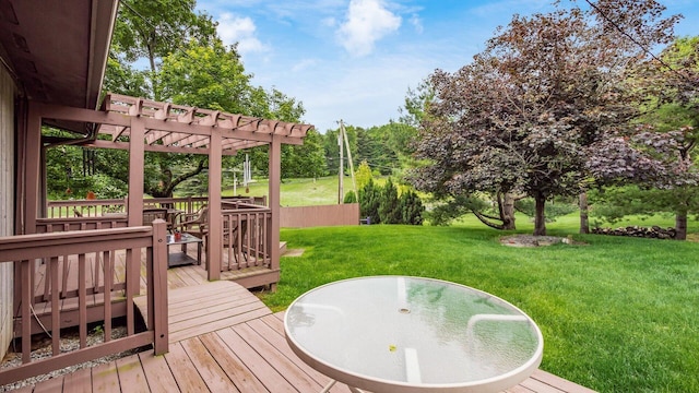 2145 Welsh Hills Rd NE, Granville, OH 43023 - wooden terrace with a pergola, a yard, and outdoor dining area