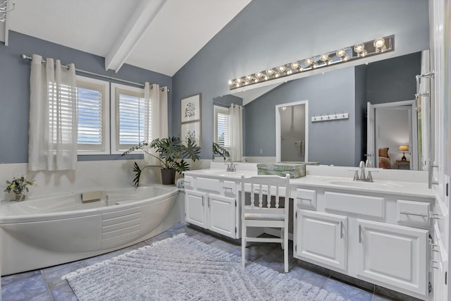 4945 Walnut Rd Unit 6, Buckeye Lake, OH 43008 - full bathroom featuring double vanity, a bath, and tile patterned flooring