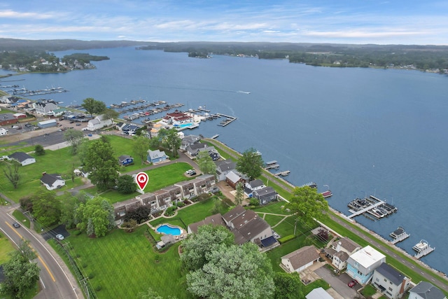 4945 Walnut Rd Unit 6, Buckeye Lake, OH 43008 - aerial view of property and surrounding area with a large body of water and numerous boat docks