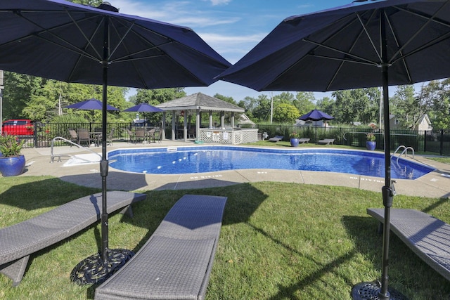 4945 Walnut Rd Unit 6, Buckeye Lake, OH 43008 - view of swimming pool featuring a fenced backyard, a gazebo, and a patio