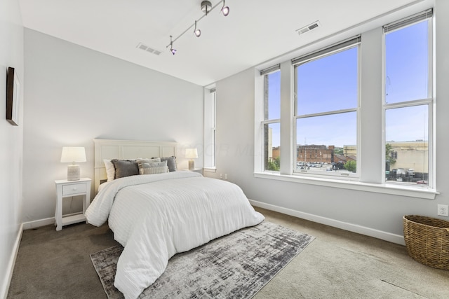 145 N High St Unit 300, Columbus, OH 43215 - carpeted bedroom with baseboards and track lighting