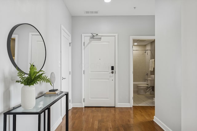 145 N High St Unit 300, Columbus, OH 43215 - corridor with dark wood finished floors, baseboards, and recessed lighting