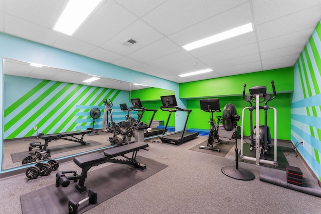 145 N High St Unit 300, Columbus, OH 43215 - workout area featuring a drop ceiling and baseboards