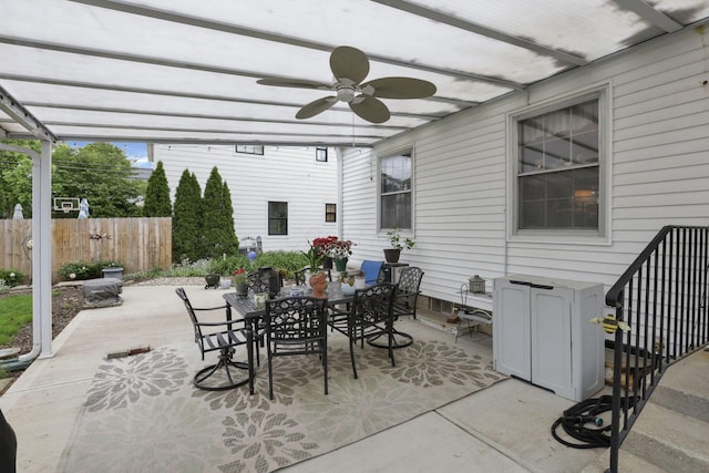 1470 Berkshire Rd, Columbus, OH 43221 - view of patio with outdoor dining space, ceiling fan, and a pergola