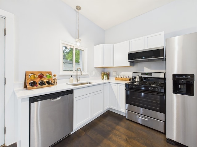 715 N Broad St, Lancaster, OH 43130 - kitchen featuring stainless steel appliances, a sink, light countertops, and white cabinetry