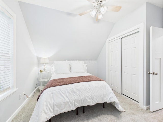 715 N Broad St, Lancaster, OH 43130 - bedroom with carpet, vaulted ceiling, a closet, and baseboards