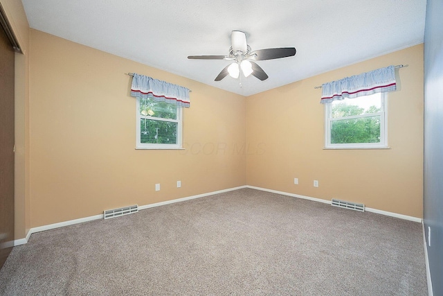 13789 Cobblestone Ln, Pickerington, OH 43147 - empty room featuring plenty of natural light, carpet, a ceiling fan, and baseboards