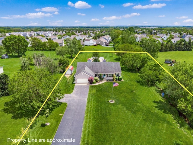 9148 Mccord Rd, Orient, OH 43146 - aerial perspective of suburban area with property boundaries highlighted and a tree filled landscape