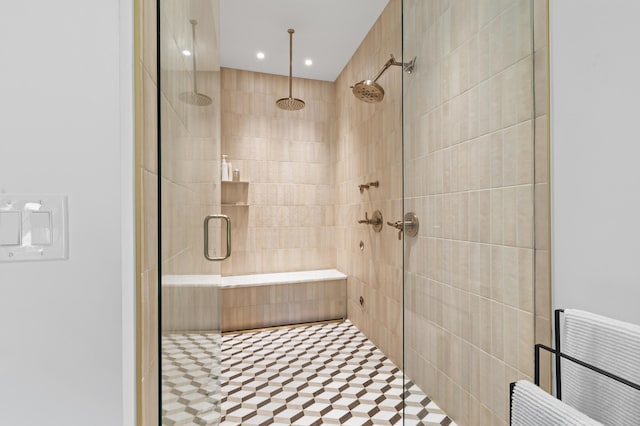 3318 S County Line Rd, Johnstown, OH 43031 - full bathroom featuring a shower stall and recessed lighting