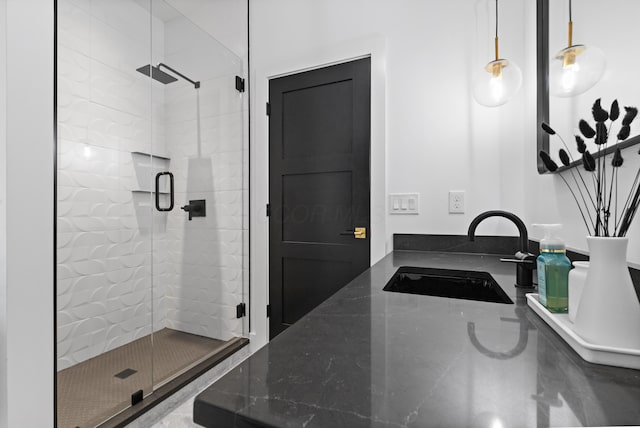 3318 S County Line Rd, Johnstown, OH 43031 - bathroom with a stall shower and double vanity
