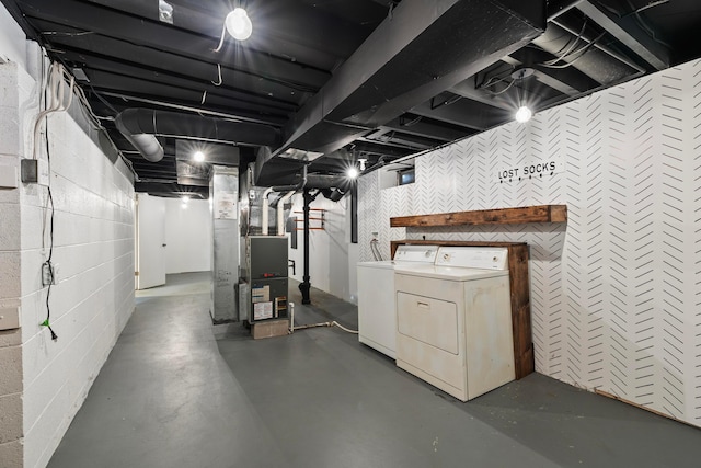 1296 Bryson Rd, Columbus, OH 43224 - unfinished basement with washing machine and clothes dryer and heating unit