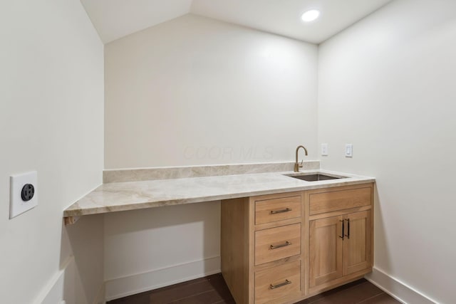 1884 W Lane Ave, Columbus, OH 43221 - bathroom featuring vanity and vaulted ceiling