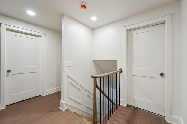 1884 W Lane Ave, Columbus, OH 43221 - corridor with an upstairs landing, wood finished floors, and recessed lighting