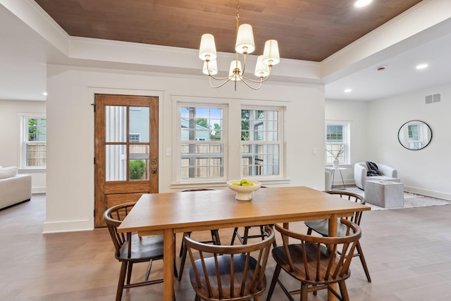 1884 W Lane Ave, Columbus, OH 43221 - dining room with a raised ceiling, a chandelier, baseboards, recessed lighting, and healthy amount of natural light