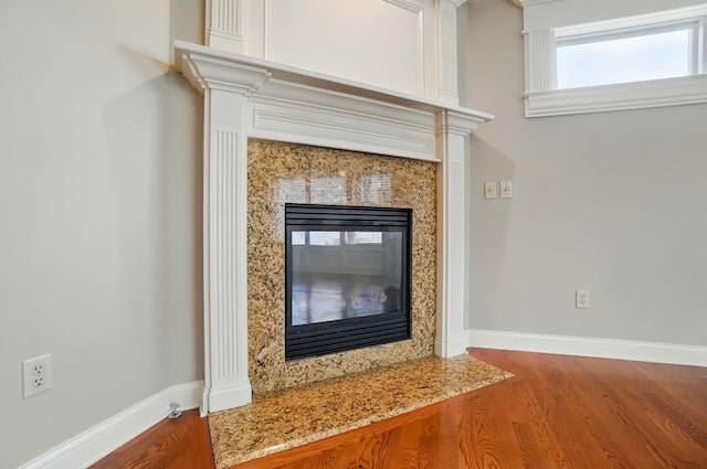 4993 Denbigh Ct, Columbus, OH 43220 - detailed view of a premium fireplace and wood finished floors