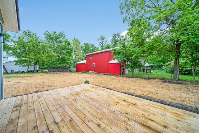 13404 Maple Rd NE, Thornville, OH 43076 - wooden terrace with an outdoor structure and a pole building