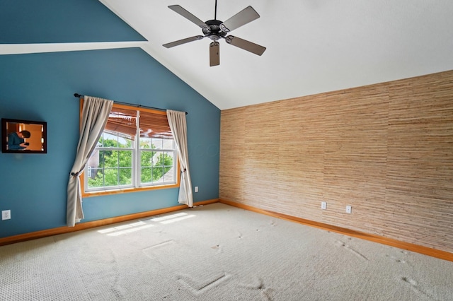 790 Salinger Dr, Lithopolis, OH 43136 - carpeted empty room with baseboards, vaulted ceiling, and ceiling fan
