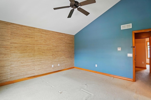 790 Salinger Dr, Lithopolis, OH 43136 - carpeted spare room with a ceiling fan, baseboards, and high vaulted ceiling